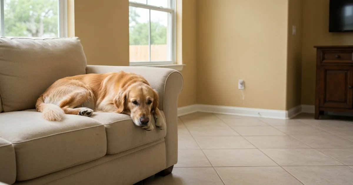 Dog in Florida home with mold showing health risks to pets