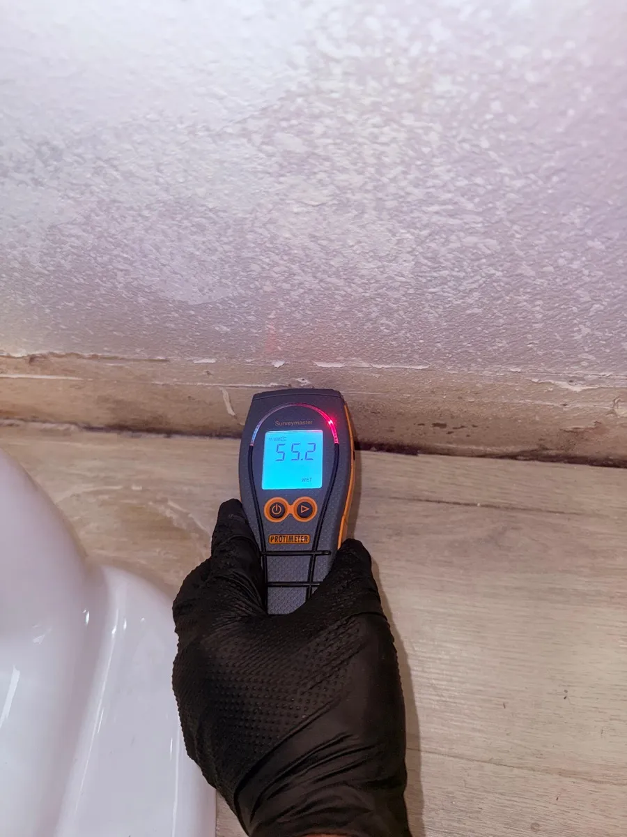 Calibrated moisture meter reading taken during a Miami mold inspection
